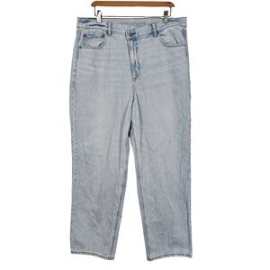 American Eagle Highest Rise Baggy Straight‎ Jeans Light Wash Denim Women's 18